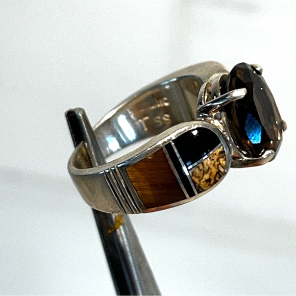 161. David Rosales designer artisan 925 Sterling Smokey Topaz ring size 7 3/4 - Picture 10 of 12